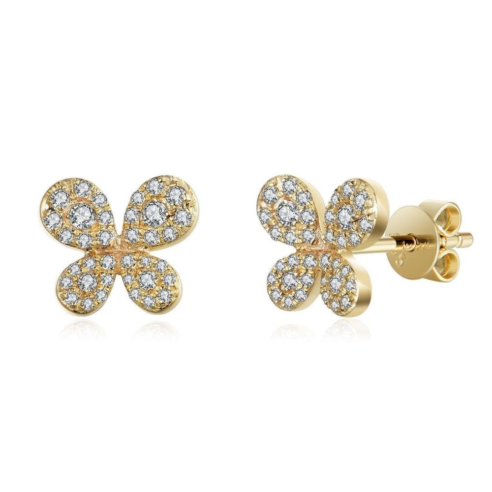Real Diamond Butter Fly Shape Stud Earrings